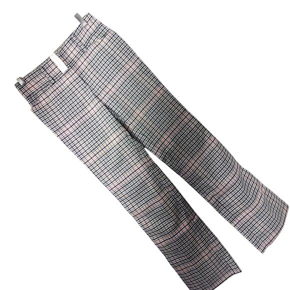 NWT! NEW YORK & CO! BLACK, WHITE, TAN & PEACH PLAID STRAIGHT LEG TROUSERS! SZ 0 - Picture 1 of 11